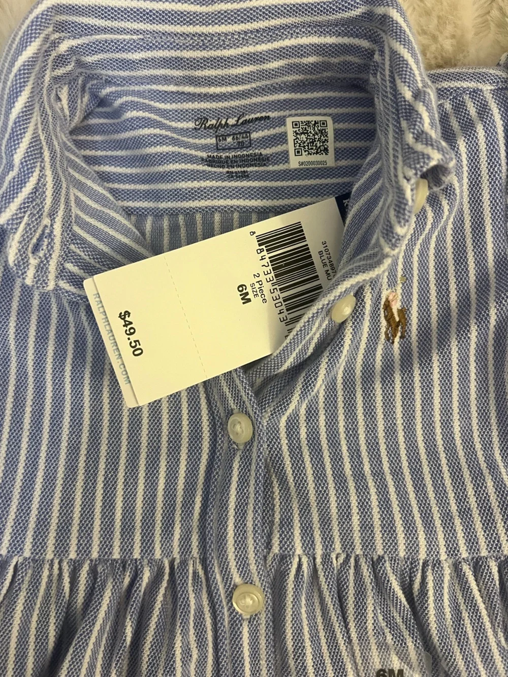 NWT Ralph Lauren Blue and White Striped Button-Down Shirt